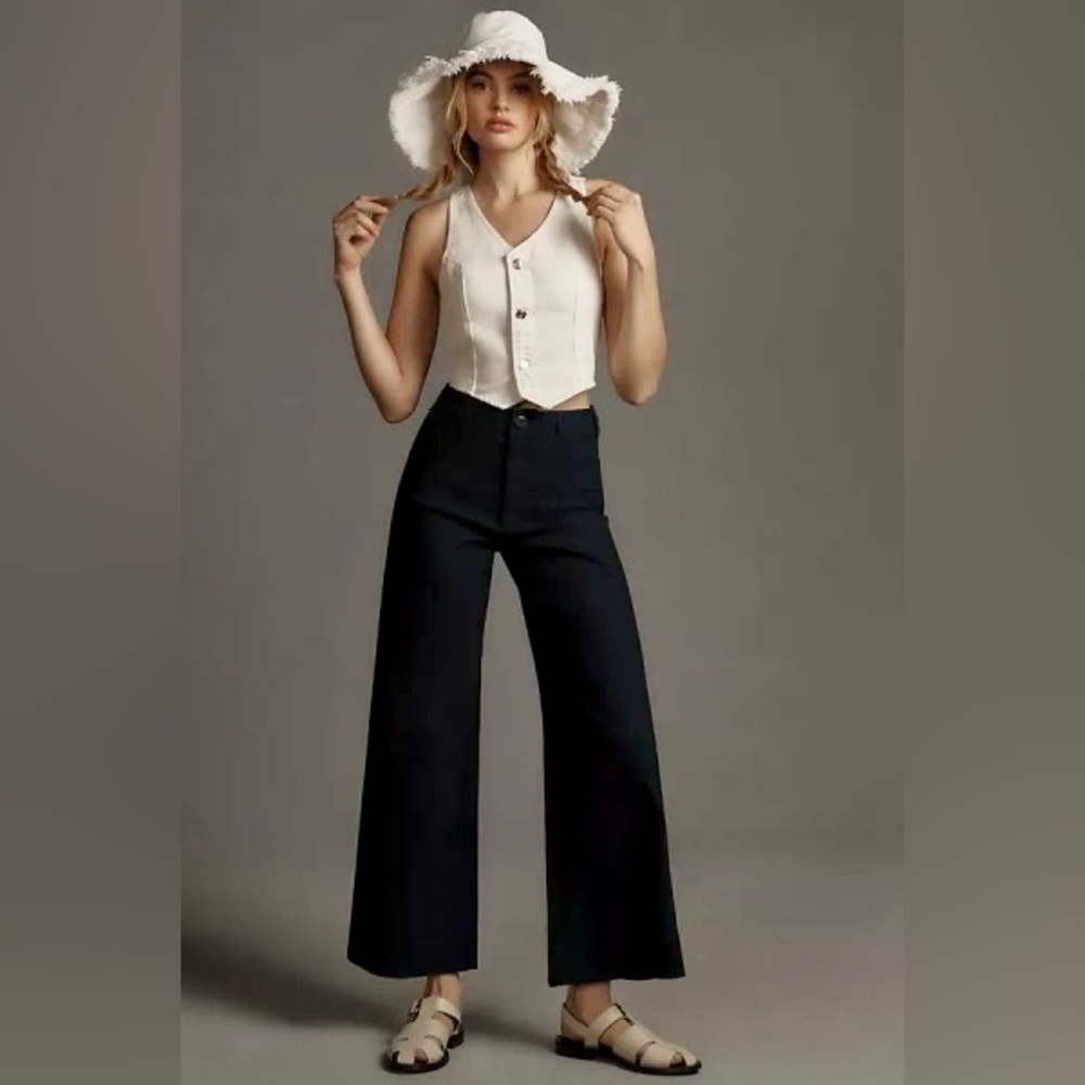 NWT! Anthropologie The Ettie High-Rise Crop Wide-Leg Pants Maeve - Size 32  🍓1️⃣